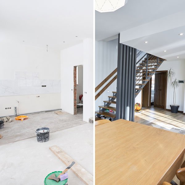 Travaux de rénovation de maison avant après